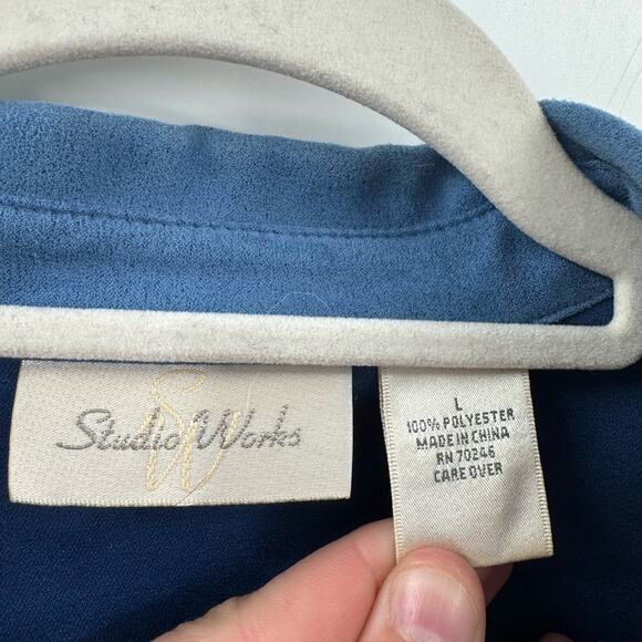 Y2k blue faux Suede blue button down shirt - Picture 2 of 4